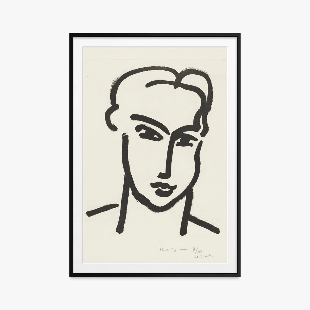 Grande Testa di Katia - Henri Matisse, opera di Henri Matisse (Art Déco), stampa con passepartout e cornice nera, 80x115cm