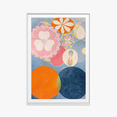 I Dieci Più Grandi, n. 2, Infanzia - Hilma af Klint, opera di Hilma af Klint (Astrattismo), stampa con passepartout e cornice bianca, 80x115cm