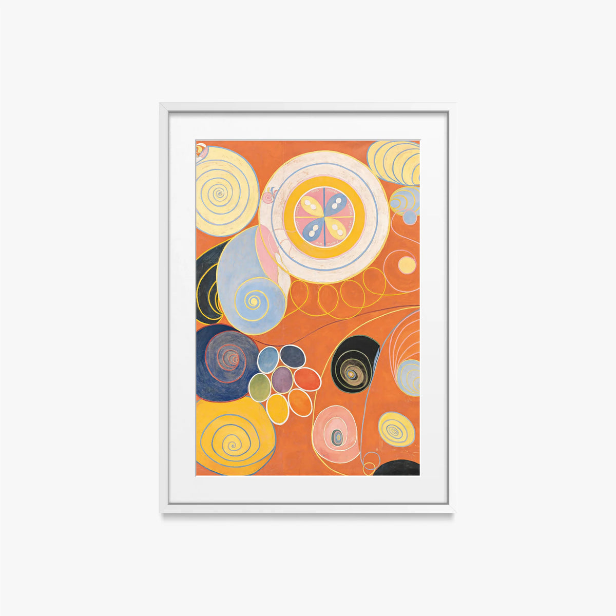 I Dieci Più Grandi, n. 3, Giovinezza - Hilma af Klint, opera di Hilma af Klint (Astrattismo), stampa con passepartout e cornice bianca, 50x70cm