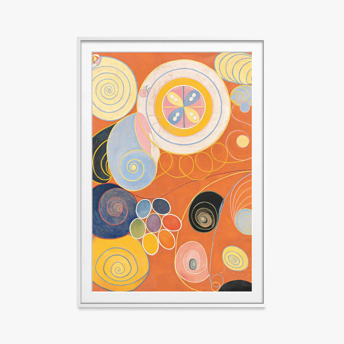 I Dieci Più Grandi, n. 3, Giovinezza - Hilma af Klint, opera di Hilma af Klint (Astrattismo), stampa con passepartout e cornice bianca, 80x115cm