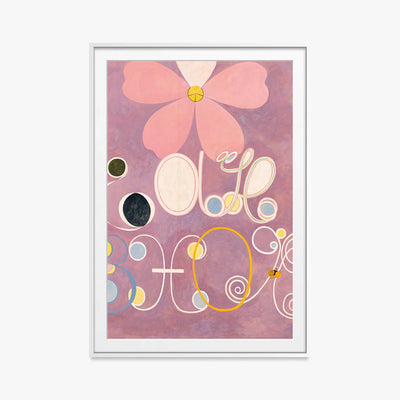 I Dieci Più Grandi, n. 5, Età Adulta - Hilma af Klint, opera di Hilma af Klint (Astrattismo), stampa con passepartout e cornice bianca, 80x115cm