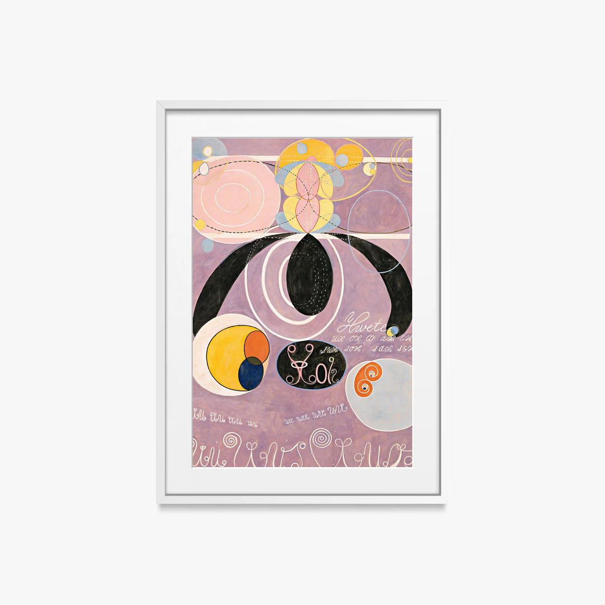 I Dieci Più Grandi, n. 6, Età Adulta - Hilma af Klint, opera di Hilma af Klint (Astrattismo), stampa con passepartout e cornice bianca, 50x70cm