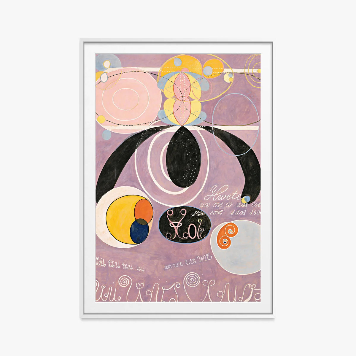 I Dieci Più Grandi, n. 6, Età Adulta - Hilma af Klint, opera di Hilma af Klint (Astrattismo), stampa con passepartout e cornice bianca, 80x115cm