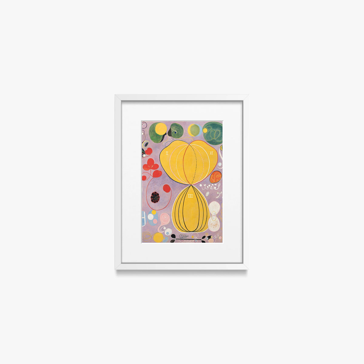 I Dieci Più Grandi, n. 7, Età Adulta - Hilma af Klint, opera di Hilma af Klint (Astrattismo), stampa con passepartout e cornice bianca, 30x40cm
