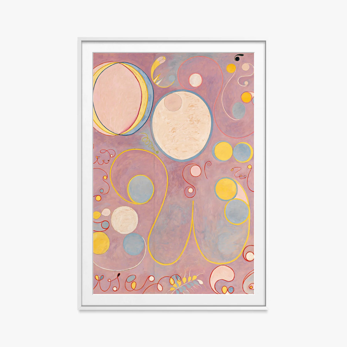I Dieci Più Grandi, n. 8, Età Adulta - Hilma af Klint, opera di Hilma af Klint (Astrattismo), stampa con passepartout e cornice bianca, 80x115cm