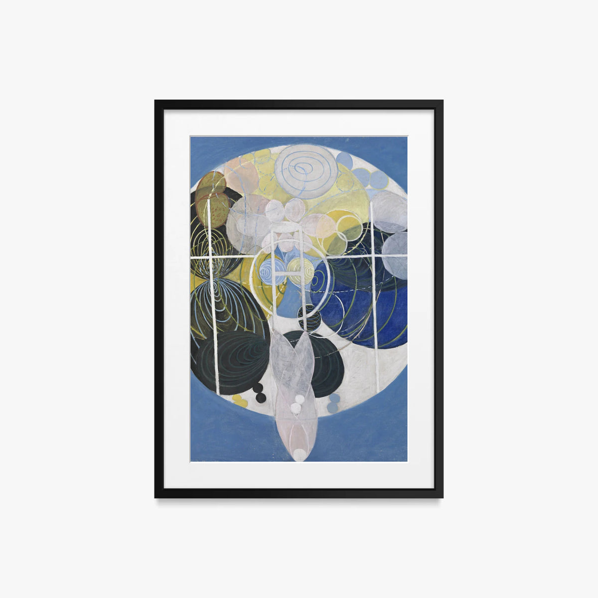 I Grandi Dipinti di Figure, n. 5 - Hilma af Klint, opera di Hilma af Klint (Astrattismo), stampa con passepartout e cornice nera, 50x70cm