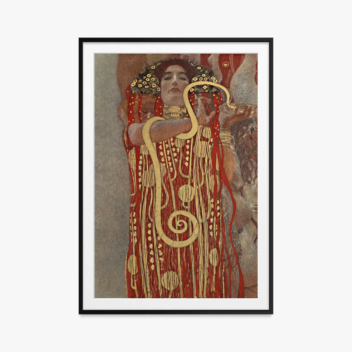 Igea - Gustav Klimt, opera di Gustav Klimt (Secessione Viennese), stampa con passepartout e cornice nera, 80x115cm