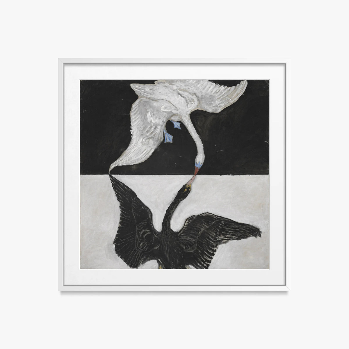 Il Cigno, n. 1 - Hilma af Klint, opera di Hilma af Klint (Astrattismo), stampa con passepartout e cornice bianca, 50x50cm