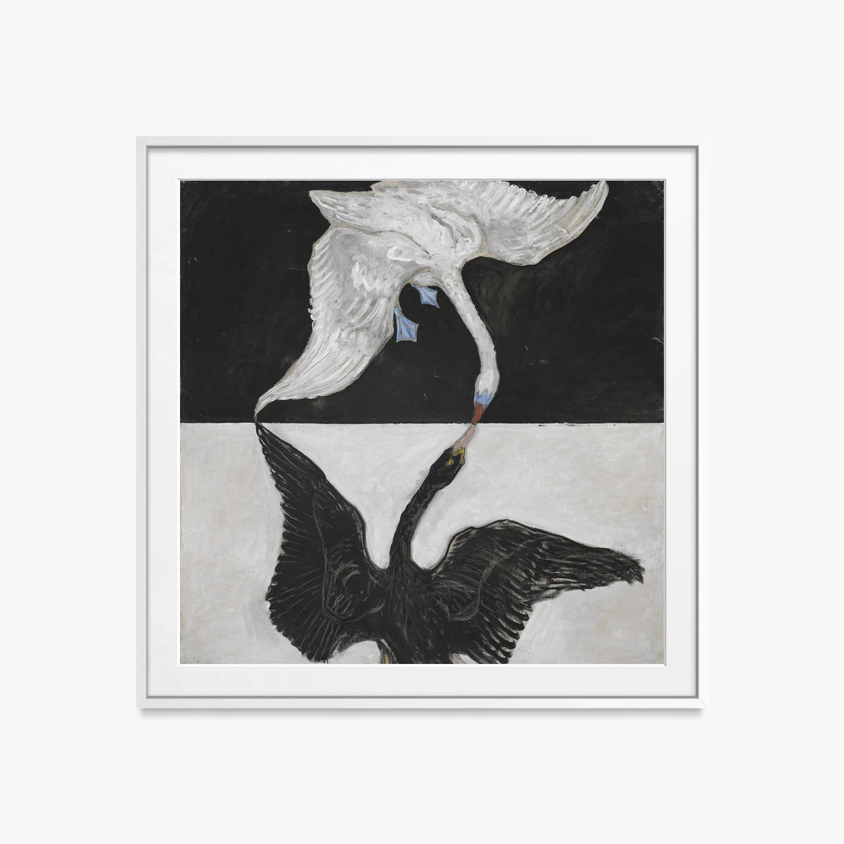 Il Cigno, n. 1 - Hilma af Klint, opera di Hilma af Klint (Astrattismo), stampa con passepartout e cornice bianca, 60x60cm