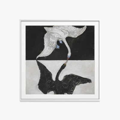 Il Cigno, n. 1 - Hilma af Klint, opera di Hilma af Klint (Astrattismo), stampa con passepartout e cornice bianca, 60x60cm