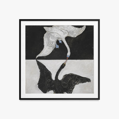 Il Cigno, n. 1 - Hilma af Klint, opera di Hilma af Klint (Astrattismo), stampa con passepartout e cornice nera, 60x60cm