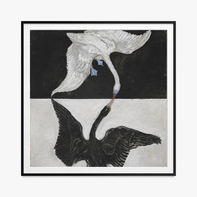 Il Cigno, n. 1 - Hilma af Klint, opera di Hilma af Klint (Astrattismo), stampa con passepartout e cornice nera, 80x80cm