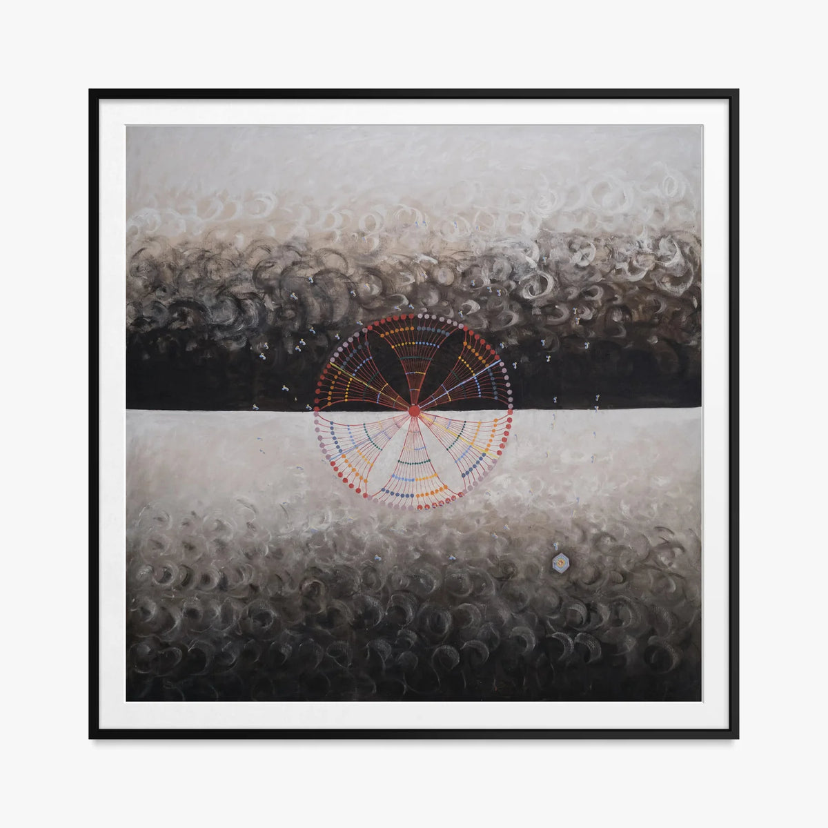 Il Cigno, n. 10 - Hilma af Klint, opera di Hilma af Klint (Astrattismo), stampa con passepartout e cornice nera, 80x80cm