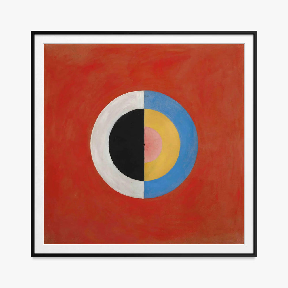 Il Cigno, n. 17 - Hilma af Klint, opera di Hilma af Klint (Astrattismo), stampa con passepartout e cornice nera, 80x80cm