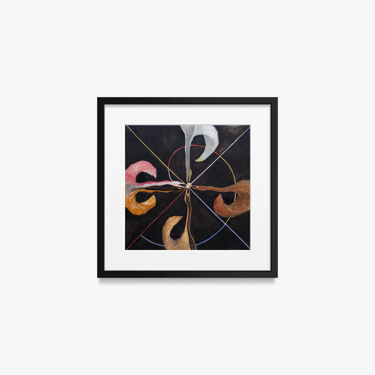Il Cigno, n. 7 - Hilma af Klint, opera di Hilma af Klint (Astrattismo), stampa con passepartout e cornice nera, 40x40cm