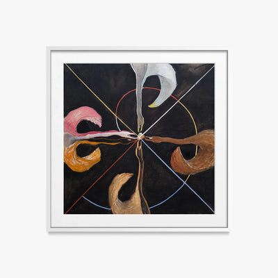 Il Cigno, n. 7 - Hilma af Klint, opera di Hilma af Klint (Astrattismo), stampa con passepartout e cornice bianca, 50x50cm
