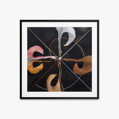 Il Cigno, n. 7 - Hilma af Klint, opera di Hilma af Klint (Astrattismo), stampa con passepartout e cornice nera, 50x50cm