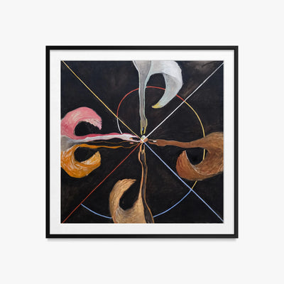 Il Cigno, n. 7 - Hilma af Klint, opera di Hilma af Klint (Astrattismo), stampa con passepartout e cornice nera, 60x60cm