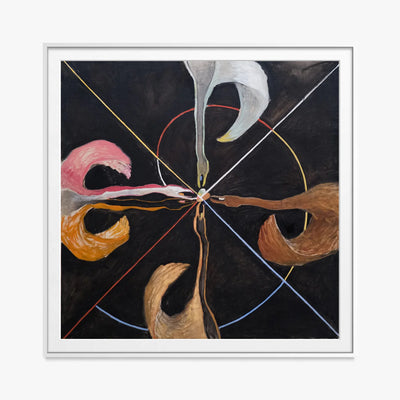 Il Cigno, n. 7 - Hilma af Klint, opera di Hilma af Klint (Astrattismo), stampa con passepartout e cornice bianca, 80x80cm