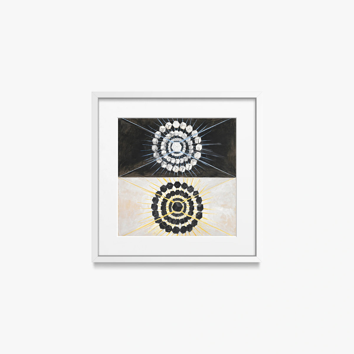 Il Cigno, n. 8 - Hilma af Klint, opera di Hilma af Klint (Astrattismo), stampa con passepartout e cornice bianca, 40x40cm
