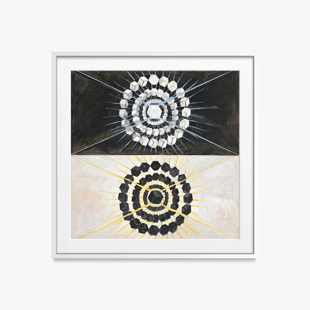 Il Cigno, n. 8 - Hilma af Klint, opera di Hilma af Klint (Astrattismo), stampa con passepartout e cornice bianca, 50x50cm