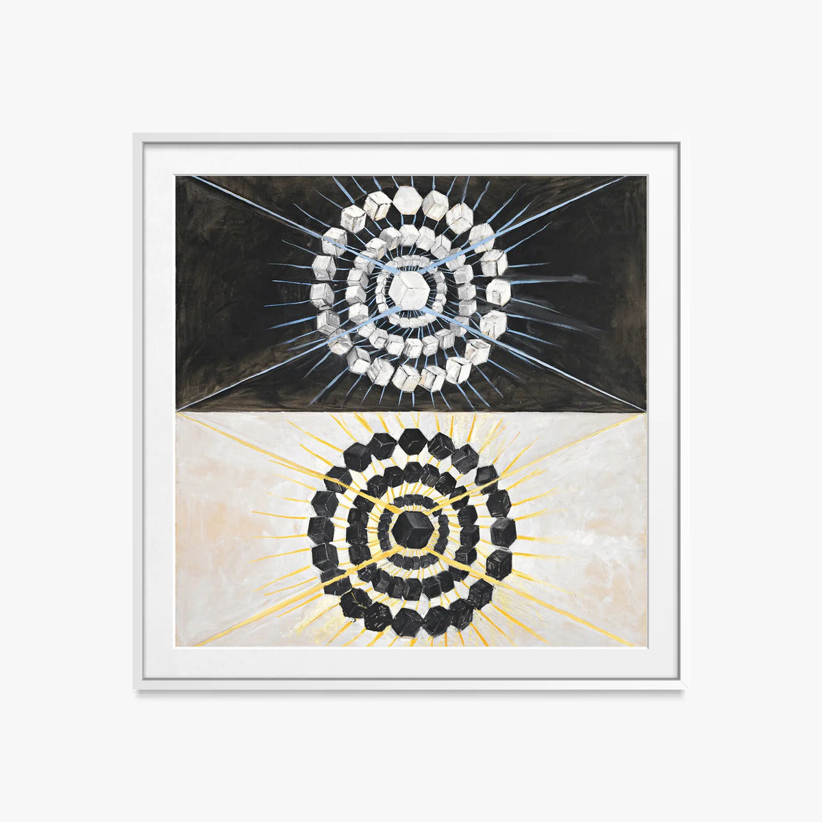 Il Cigno, n. 8 - Hilma af Klint, opera di Hilma af Klint (Astrattismo), stampa con passepartout e cornice bianca, 60x60cm