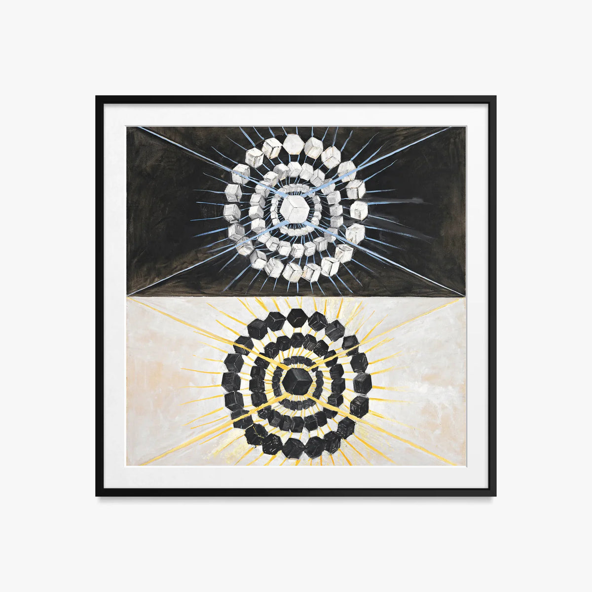 Il Cigno, n. 8 - Hilma af Klint, opera di Hilma af Klint (Astrattismo), stampa con passepartout e cornice nera, 60x60cm