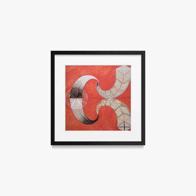 Il Cigno, n. 9 - Hilma af Klint, opera di Hilma af Klint (Astrattismo), stampa con passepartout e cornice nera, 40x40cm