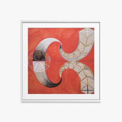 Il Cigno, n. 9 - Hilma af Klint, opera di Hilma af Klint (Astrattismo), stampa con passepartout e cornice bianca, 50x50cm