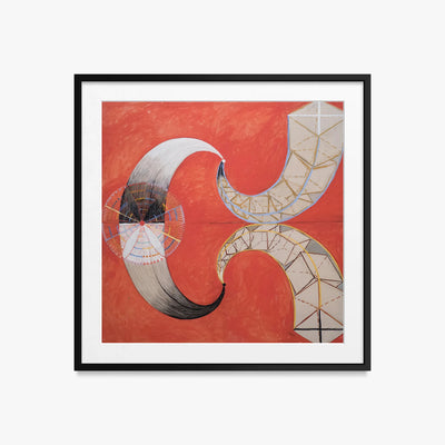 Il Cigno, n. 9 - Hilma af Klint, opera di Hilma af Klint (Astrattismo), stampa con passepartout e cornice nera, 50x50cm