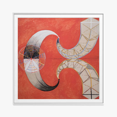 Il Cigno, n. 9 - Hilma af Klint, opera di Hilma af Klint (Astrattismo), stampa con passepartout e cornice bianca, 80x80cm