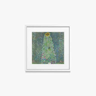 Il Girasole - Gustav Klimt, opera di Gustav Klimt (Secessione Viennese), stampa con passepartout e cornice bianca, 40x40cm