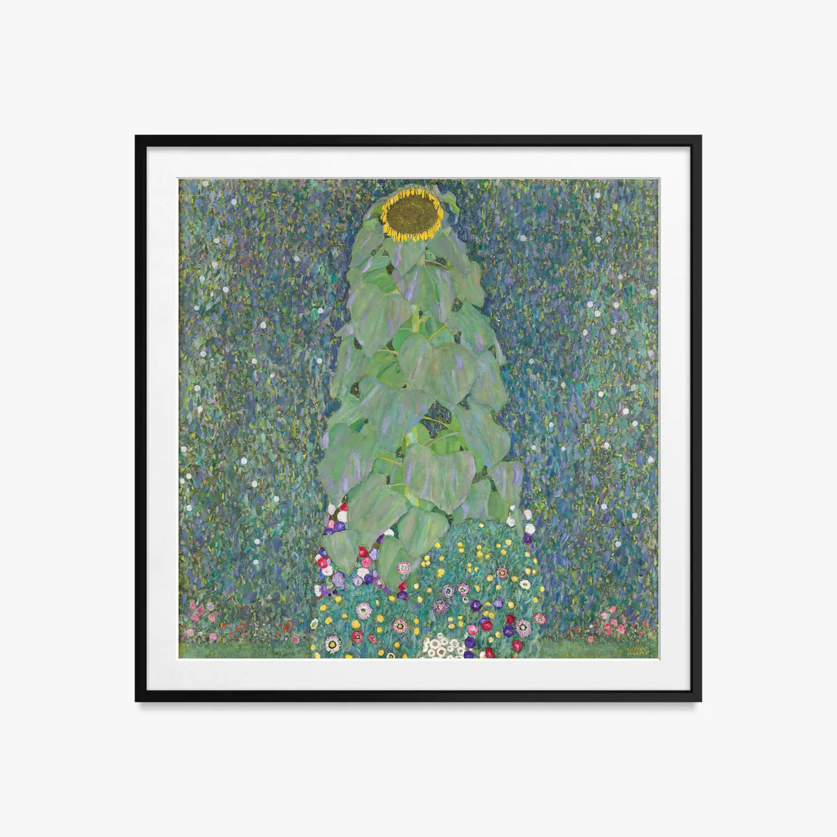 Il Girasole - Gustav Klimt, opera di Gustav Klimt (Secessione Viennese), stampa con passepartout e cornice nera, 60x60cm