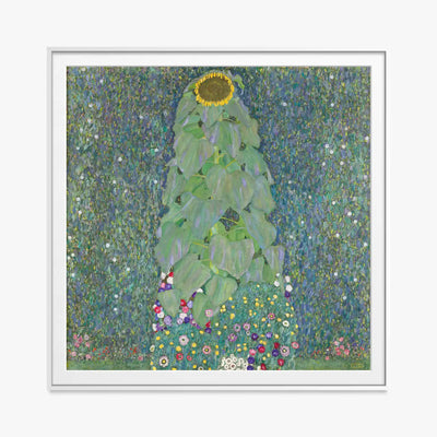 Il Girasole - Gustav Klimt, opera di Gustav Klimt (Secessione Viennese), stampa con passepartout e cornice bianca, 80x80cm