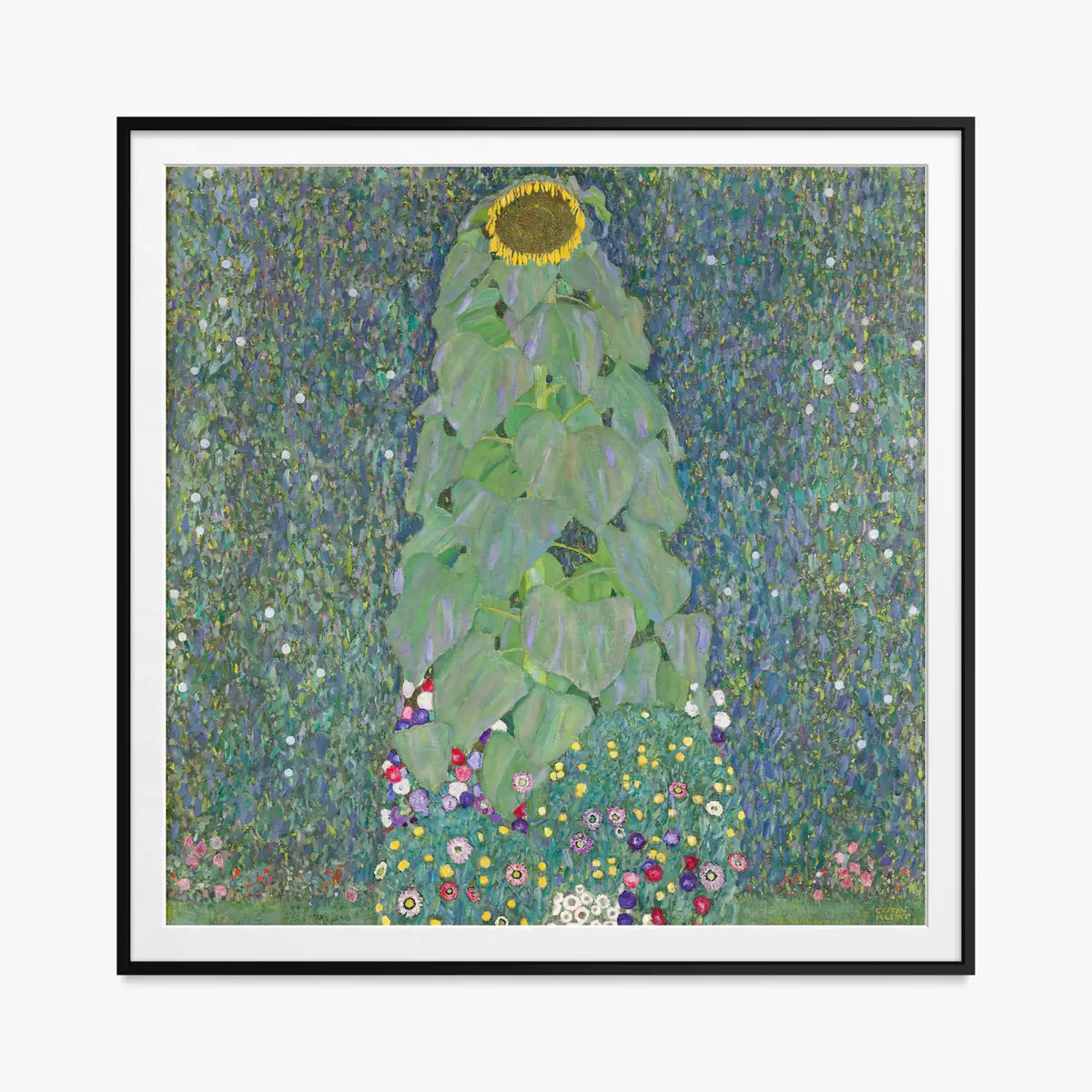 Il Girasole - Gustav Klimt, opera di Gustav Klimt (Secessione Viennese), stampa con passepartout e cornice nera, 80x80cm