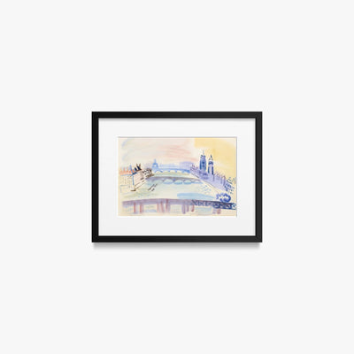 Il Tamigi, Londra - Raoul Dufy, opera di Raoul Dufy (Art Déco), stampa con passepartout e cornice nera, 40x30cm