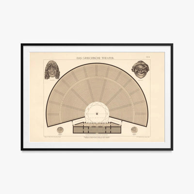 Il Teatro Greco - A. Pichler's Witwe & Sohn, opera di A. Pichler's Witwe & Sohn (Classici), stampa con passepartout e cornice nera, 115x80cm