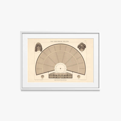 Il Teatro Greco - A. Pichler's Witwe & Sohn, opera di A. Pichler's Witwe & Sohn (Classici), stampa con passepartout e cornice bianca, 70x50cm