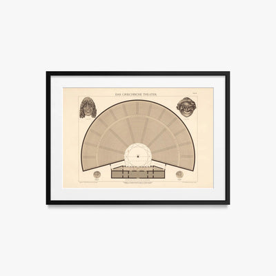Il Teatro Greco - A. Pichler's Witwe & Sohn, opera di A. Pichler's Witwe & Sohn (Classici), stampa con passepartout e cornice nera, 70x50cm
