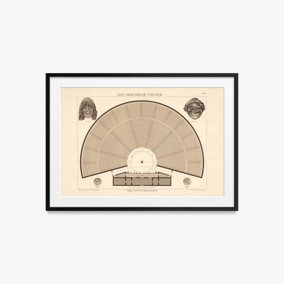 Il Teatro Greco - A. Pichler's Witwe & Sohn, opera di A. Pichler's Witwe & Sohn (Classici), stampa con passepartout e cornice nera, 85x60cm
