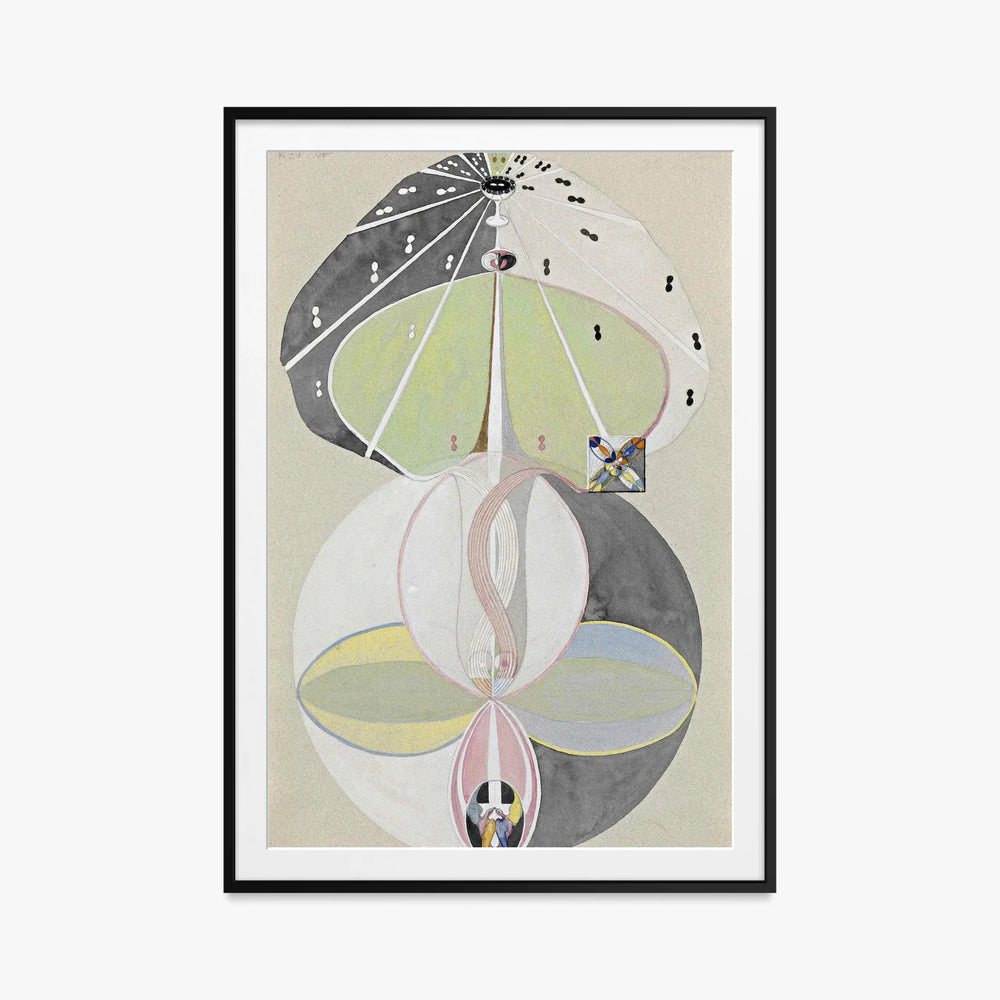 L'Albero della Conoscenza, n. 5 - Hilma af Klint, opera di Hilma af Klint (Astrattismo), stampa con passepartout e cornice nera, 80x115cm