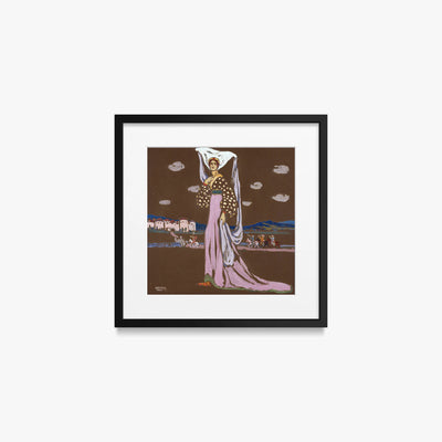 La Notte (Dama a Passeggio) - Wassily Kandinsky, opera di Wassily Kandinsky (Espressionismo), stampa con passepartout e cornice nera, 40x40cm