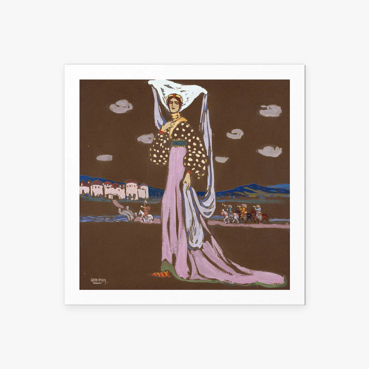 La Notte (Dama a Passeggio) - Wassily Kandinsky, opera di Wassily Kandinsky (Espressionismo), stampa artistica su carta, 60x60cm
