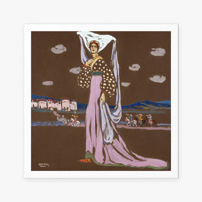 La Notte (Dama a Passeggio) - Wassily Kandinsky, opera di Wassily Kandinsky (Espressionismo), stampa artistica su carta, 80x80cm