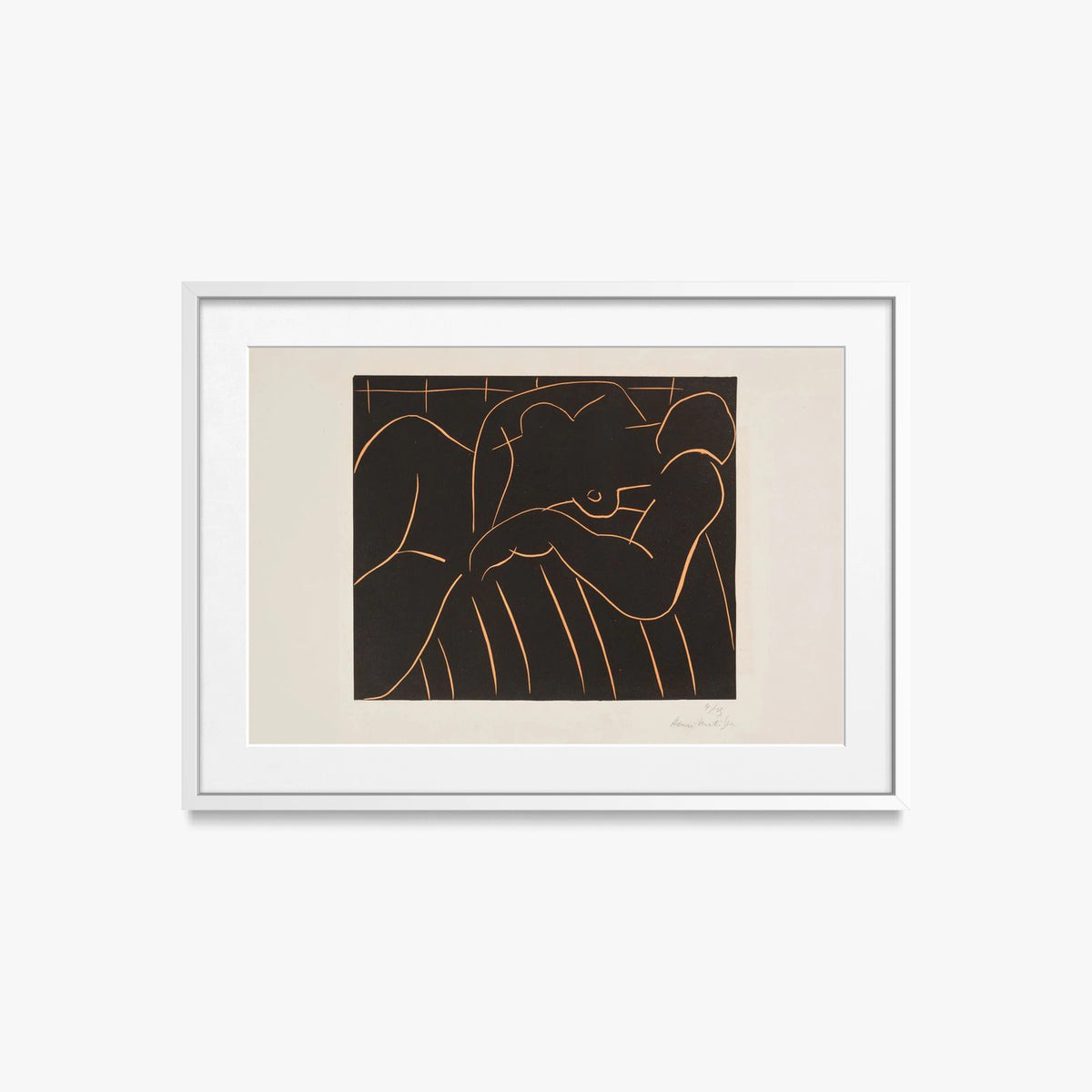 La Siesta - Henri Matisse, opera di Henri Matisse (Art Déco), stampa con passepartout e cornice bianca, 70x50cm