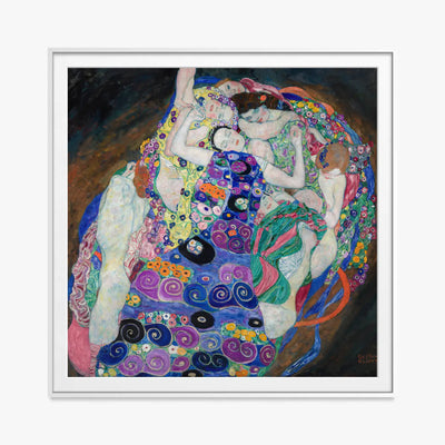 La Vergine - Gustav Klimt, opera di Gustav Klimt (Secessione Viennese), stampa con passepartout e cornice bianca, 80x80cm