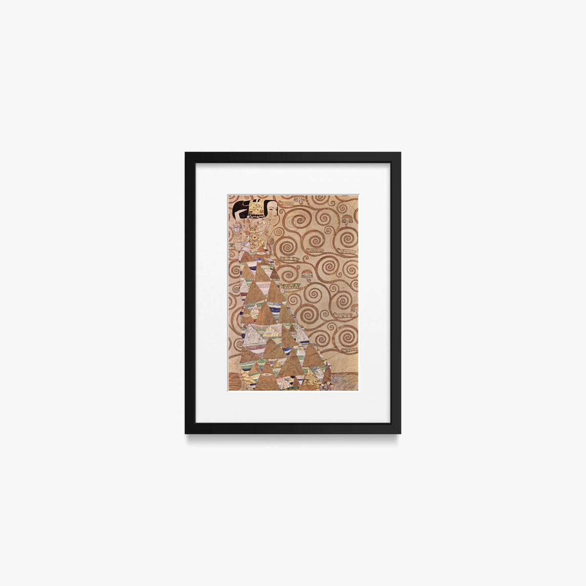 L'Attesa - Gustav Klimt, opera di Gustav Klimt (Secessione Viennese), stampa con passepartout e cornice nera, 30x40cm