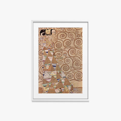 L'Attesa - Gustav Klimt, opera di Gustav Klimt (Secessione Viennese), stampa con passepartout e cornice bianca, 50x70cm