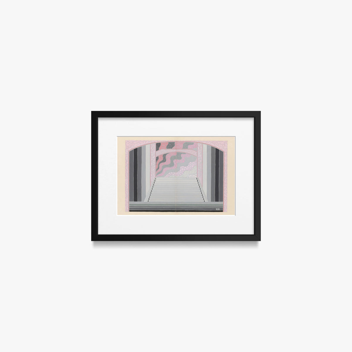 Les Ponts, Bozzetto di Scena - Zig, opera di Zig (Louis Gaudin) (Art Déco), stampa con passepartout e cornice nera, 40x30cm