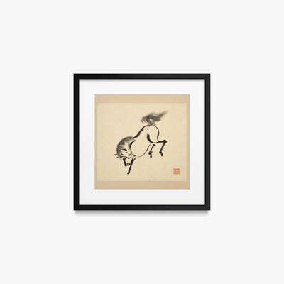 Libro Illustrato dei Cavalli, Tav. 4 - Tsurusawa Tansaku, opera di Tsurusawa Tansaku (Ukiyo-e), stampa con passepartout e cornice nera, 40x40cm